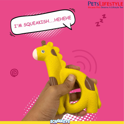 Squeeezys Latex Holey Giraffee Squeaky Dog Toy – Natural Latex Rubber Toy for Dogs Up to 30 kg | PetsLifestyle