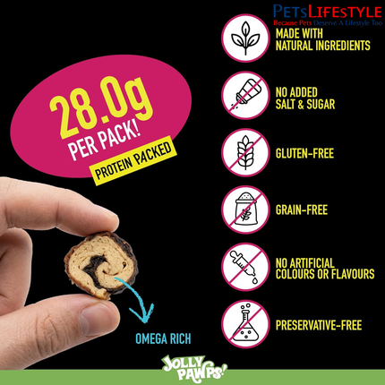 Jolly Pawps Codfish + Salmon Sushi Dog Treats 80 g – 90% Prime Cut Fish, Grain-Free Training Treats for Dogs & Puppies