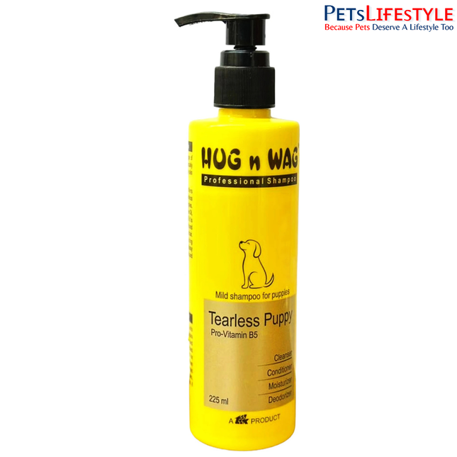 TTK Hug n Wag Professional Tearless Puppy Shampoo – Mild Tear-Free Shampoo for Puppies (225 ml)