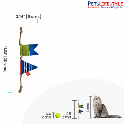FOFOS S.O.S Flag Cat Teaser Toy – Eco-Friendly Recycled-Bottle Toy with US-Grade Organic Catnip & Natural Jute for Kittens & Cats