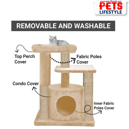 Canine Desk Condo Kitten Cat Tree - Hanging Ball
