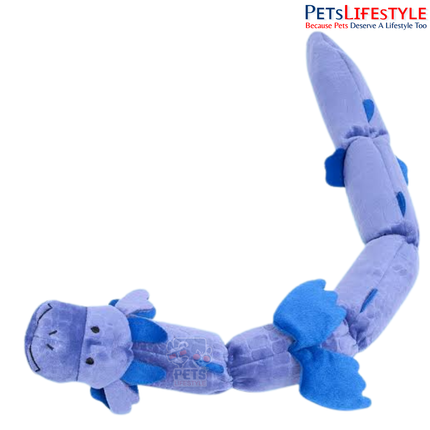 ZippyPaws Zippy Dragonz Blue Plush Dog Toy – 7 Squeakers for Interactive Play