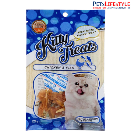 RenaKitty Treats Soft Chicken & Fish Combo Treats 30g Healthy Reward and Training Treat for All Breeds