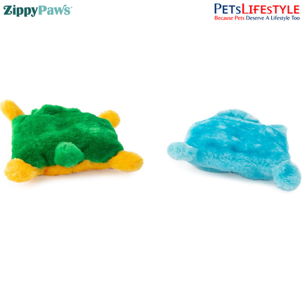 ZippyPaws Squeakie Pads – 2 Pack (Hippo & Alligator)  Stuffing-Free Plush Dog Toy with Large Blaster Squeakers