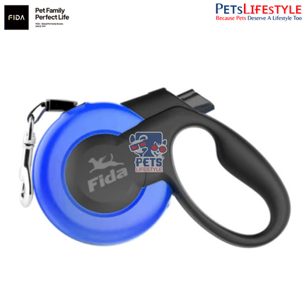 FIDA Mars Retractable Dog Leash – Blue – Anti-Twist Heavy Duty Reflective