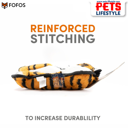 FOFOS Safari Line Tiger Dog Toy Soft Plush Tiger Toy for Moderate Chewers