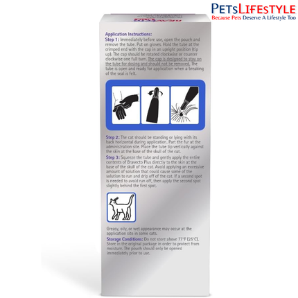 MSD Animal Health Bravecto Plus (Brand MSD) 250mg (2.8 - 6.25 kg) (Fluralaner) Spot On Solution Cats Advanced Parasite Protection