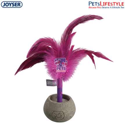 JOYSER Catnip Woball with Feather – Pink/Grey | Interactive Wobble Cat Toy