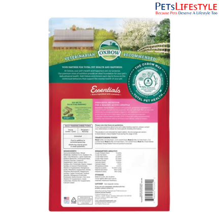 Oxbow Essentials Young Rabbit Food 2.25kg – High Protein Alfalfa Based Diet for Growing Rabbits