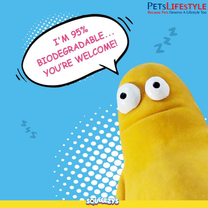 Squeeezys Latex Monster Brother Yellow Squeaky Dog Toy – Natural Latex Rubber Chew Toy for Small & Medium Dogs (0–20 kg)