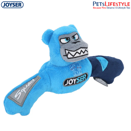JOYSER Squad Bear Plush Dog Toy with Squeaker – Blue (S/M)