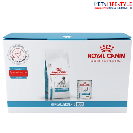 Royal Canin Hypoallergenic Dry Food For Dog + Hypoallergenic Wet Food Combo Pack