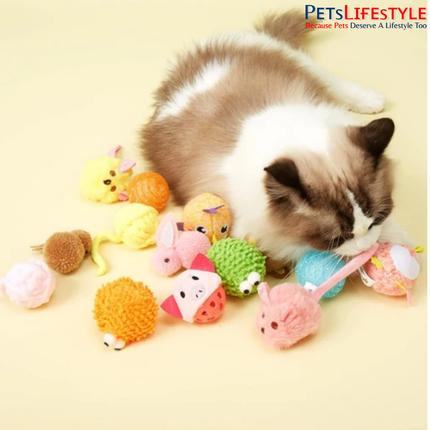 Fofos Geek Ball Cat Toy – Soft Plush Ball with Bell & Imported US-Grade Catnip for Kittens & Cats (Assorted Colours)