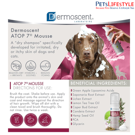 Dermoscent ATOP7 Mousse Rinse-Free Soothing Foam for Dogs & Cats (150 ml)