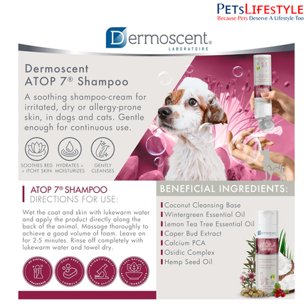 Savavet Dermoscent ATOP 7 Shampoo – Soothing Cream Shampoo for Dogs & Cats (200 ml)