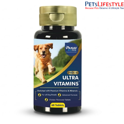 Pooch Ultra Vitamins Multivitamin Tablets for Dogs Immunity, Growth & Vitality Support