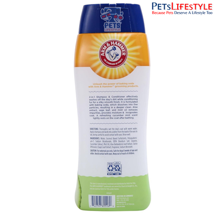 Arm & Hammer 2-in-1 Shampoo & Conditioner for Dogs Cucumber Mint 591 ml | Cleans, Conditions & Deodorizes