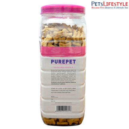 Purepet Dog Biscuits Jar (455g) – Milk / Chicken / Mutton Flavours Dog Treats