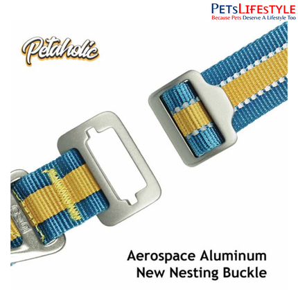 Petaholic Outdoor Tracker Series Dog Collar Plateau Mustard | Ultralight Reflective Adjustable Collar
