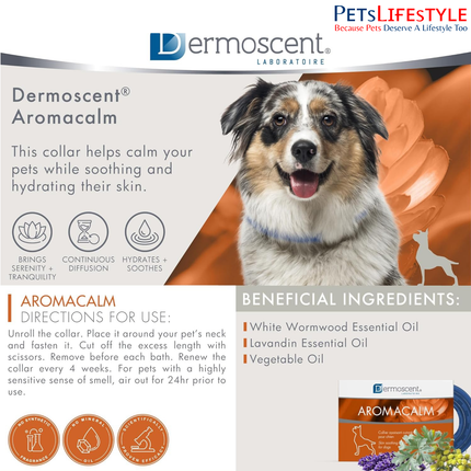 Dermoscent Aromacalm Natural Calming Collar for Dogs  – Anxiety & Stress Control (60cm)