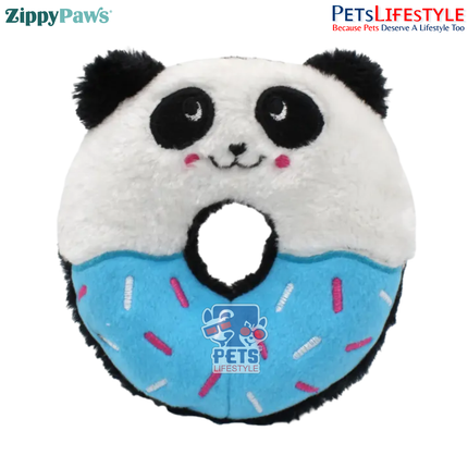 ZippyPaws Donutz Buddies Panda Stuffing-Free Plush Squeaky Dog Toy