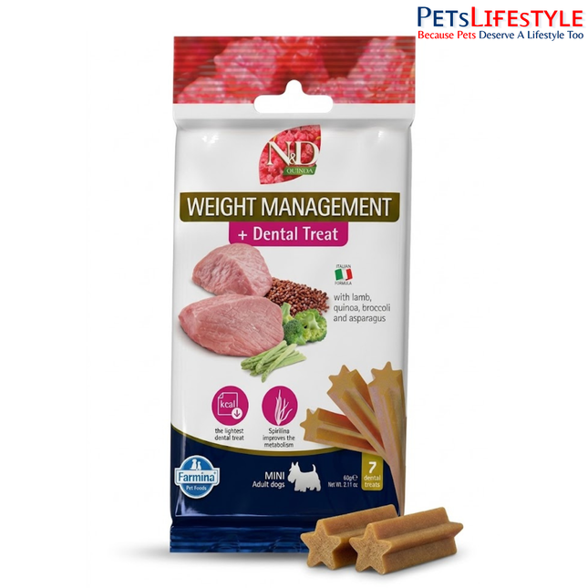 Farmina N&D Lamb & Quinoa Weight Management Mini Adult Dog Treats – 60g