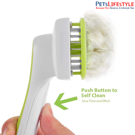 Petaholic Auto-Clean Pet Slicker Brush for Dogs & Cats | Stainless Steel Grooming Brush | One-Click Self-Cleaning | Removes Loose Fur, Mats & Tangles