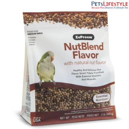 ZuPreem NutBlend Flavor With Natural Nut Flavour Medium Bird Food 907 gm