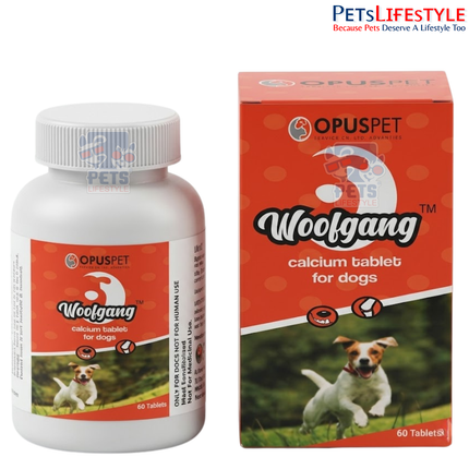 Opus Pet Woofgang | Calcium Tablets for Dogs | Bone, Teeth & Joint Health Supplement | 60 Tablets