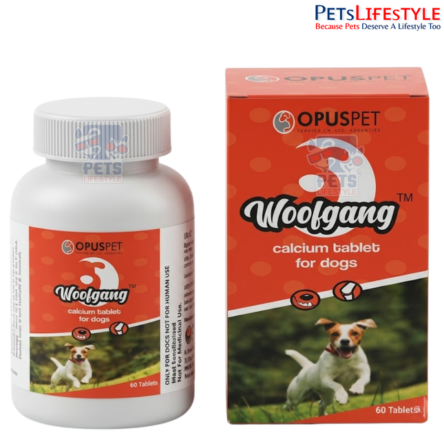 Opus Pet Woofgang | Calcium Tablets for Dogs | Bone, Teeth & Joint Health Supplement | 60 Tablets