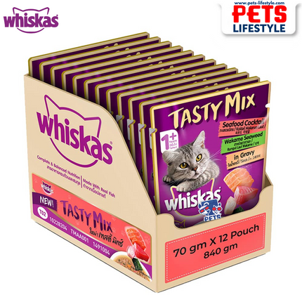 Whiskas Adult (1+ year) Seafood Cocktails Wakem Seaweed Adults Wet Cat Food