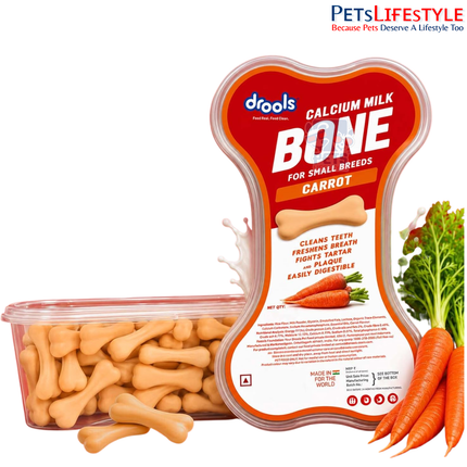 Drools Calcium Milk Bone Dog Treats – Carrot Flavour | Calcium-Rich Dental Chews for Strong Bones & Healthy Teeth