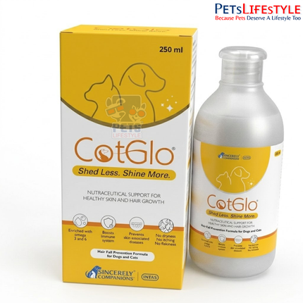 Intas Cotglo – Shed Less, Shine More (Liquid Skin & Coat Supplement for Dogs & Cats)