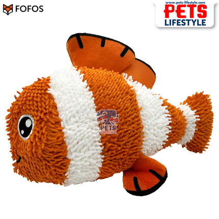FOFOS Sealife Tough Dog Toy – Nemo Durable 2-Layer Fabric Plush Toy for Moderate Chewers