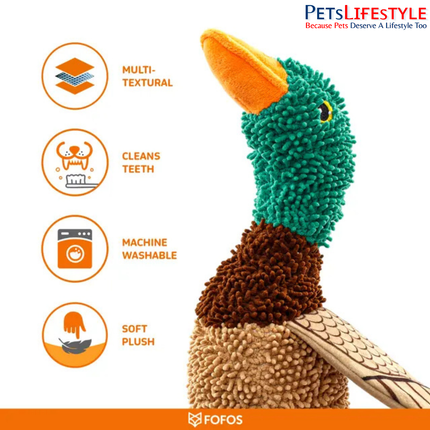 FOFOS Tough Dog Toy Wild Duck – Plush Interactive Dog Toy for Playtime & Enrichment