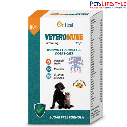 Oriheal Veteromune Immunity Booster Drops for Dogs & Cats 60 ml