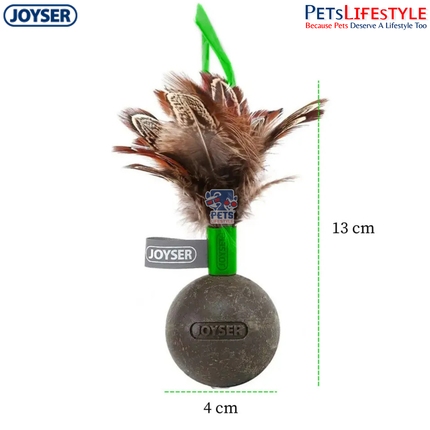 JOYSER Catnip Ball with Feather – Brown/Green | Interactive Cat Toy