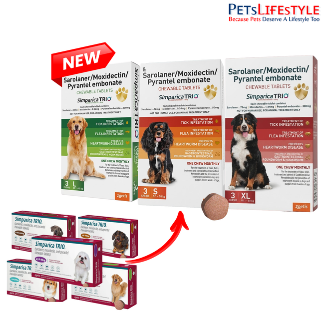 Zoetis Simparica Trio Dog Tick and Flea Control Tablet (pack of 3 tablets)