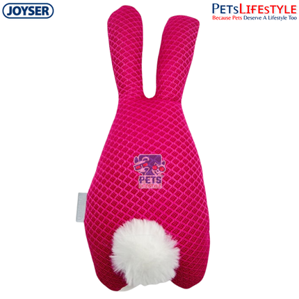 JOYSER Plush Rabbit Dog Toy with Squeaker – Pink (M)