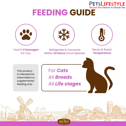 Catfest Bologna Sausages with Tender Crab – High-Protein Crab & Chicken Cat Treats, Gluten-Free, 60 g
