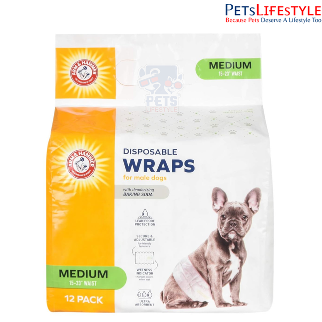Arm & Hammer for Pets Male Dog Wraps – Medium (12 Count)
