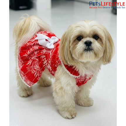 Premium Tropical Palm Print Pet Dress for Dogs & Cats Tropical Paradise Holiday Pet Dress