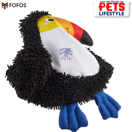 Fofos Stuffing Free Crinkle Tough Bird Toy  Tough 2-Layer Fabric + Squeaker Moderate Chewer Dog Toy