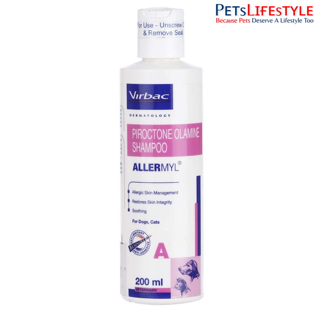 Virbac Allermyl Anti Allergic Shampoo (Piroctone Olamine) for Dogs and Cats (200ml)