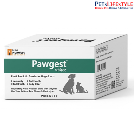 Neo Kumfurt Pawgest – Prebiotic, Probiotic, Enzyme & Immune Support Powder for Dogs & Cats