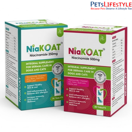 Niakoat Niacinamide Tablets for Skin & Coat Care in Dogs & Cats (250 mg / 500 mg)