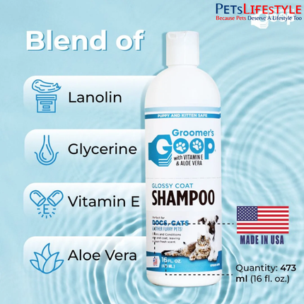 Groomer's Goop Glossy Coat Shampoo for Dogs & Cats – 473 ml