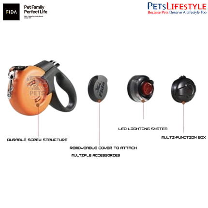 FIDA Mars Retractable Dog Leash – Anti-Twist | Heavy Duty | Reflective