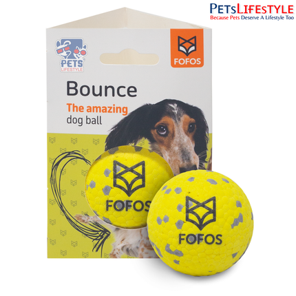 Fofos Super Bounce Ball (Large) – Durable Rubber Dog Toy, Yellow – for Medium-Large Dogs