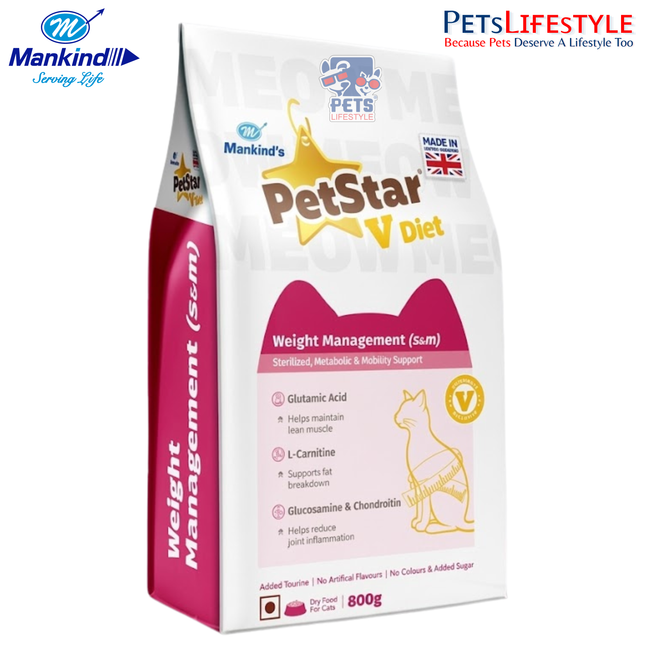 Mankind's PetStar V Diet Weight Management (S&M) Sterilized, Metabolic & Mobility Support For Cats
